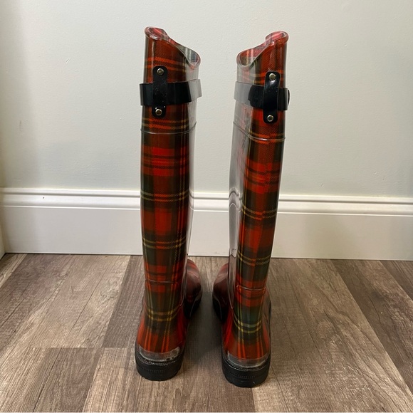 Lauren by Ralph Laurent High Shaft Black & Red Plaid Rainboots with box - Picture 7 of 13
